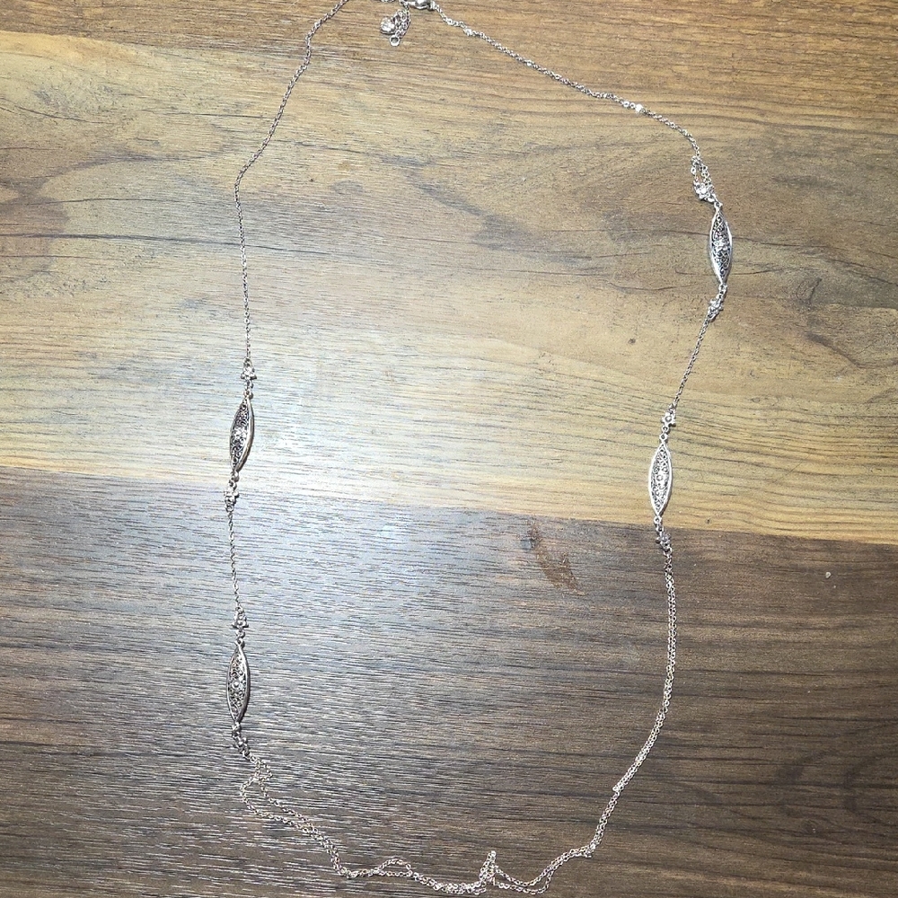 Brighton Silver Filigree Marquise Long Necklace